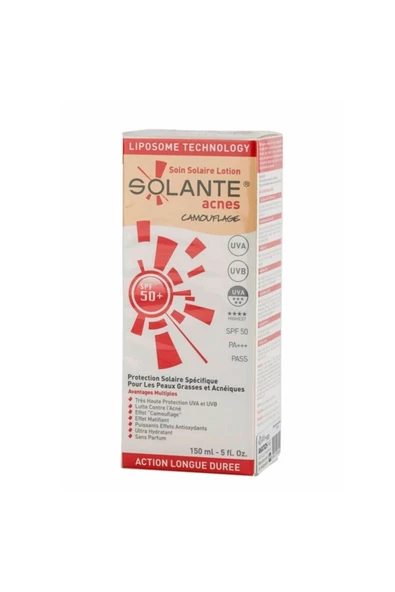 SOLANTE Acnes Spf 50+ Tinted Akneye Karşı Etkili Güneş Koruyucu Losyon