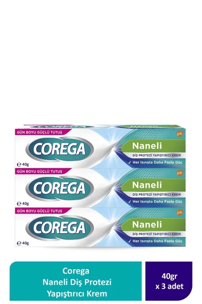 COREGA Süper Protez Yapıştırıcı Krem Naneli 40gr x 3 Adet