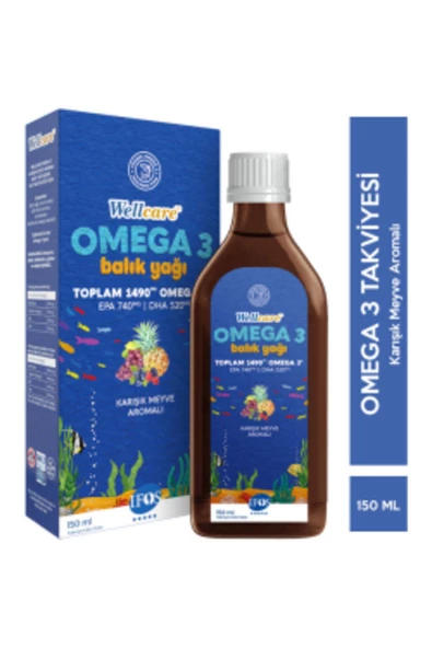 WELLCARE STD Wellcare Omega 3 Fish Oil 150 ML Karışı Meyve Aromalı Balık Yağı ( TEKLİDİR )