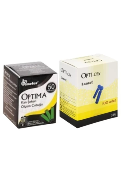 OPTİMA 1 Kutu Strip (50 Adet) + 1 Kutu (100 Adet) Opti-clix Parmak