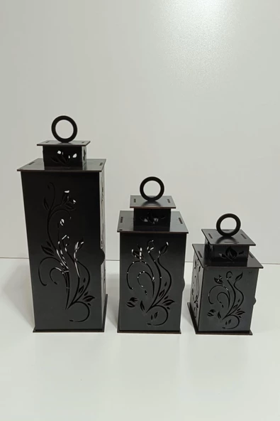 VEHER Ahşap Dekoratif Mumluk - CT1028 SİYAH - 5