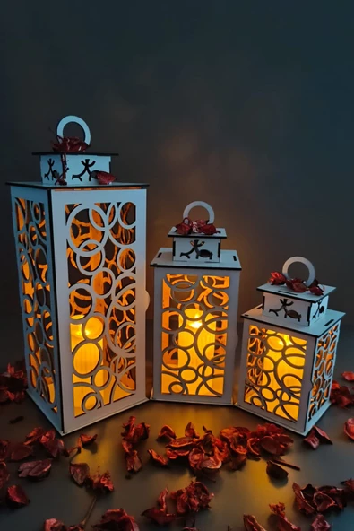 VEHER Ahşap Dekoratif Mumluk - CT1024 BEYAZ - 2