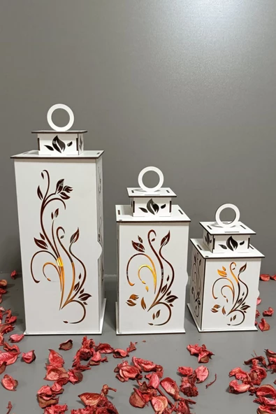 VEHER Ahşap Dekoratif Mumluk - CT1028 BEYAZ - 3