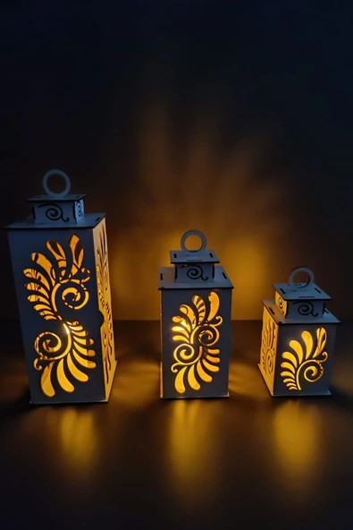 VEHER Ahşap Dekoratif Mumluk - CT1027 BEYAZ - 2