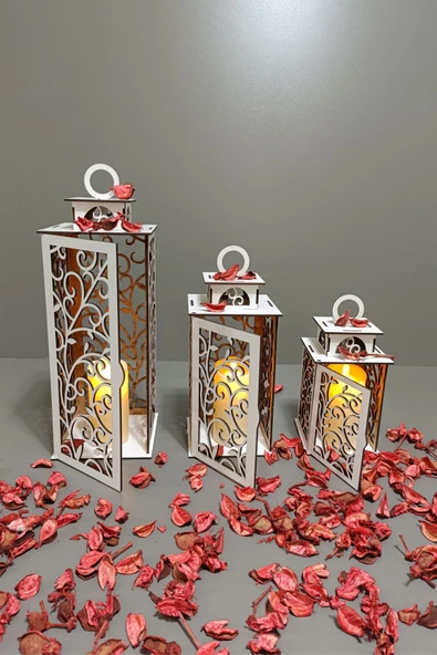 VEHER Ahşap Dekoratif Mumluk - CT1026 BEYAZ - 8