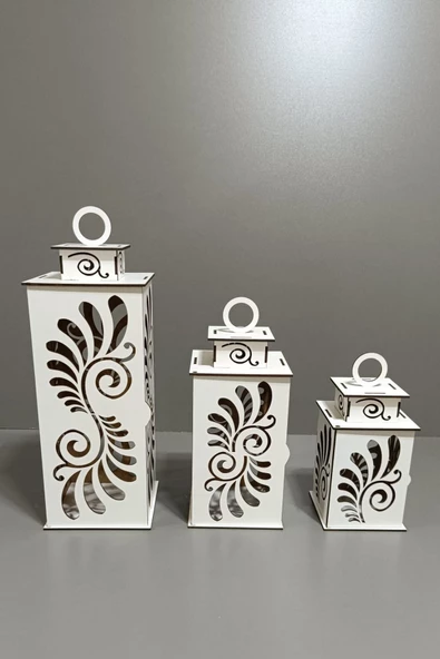 VEHER Ahşap Dekoratif Mumluk - CT1027 BEYAZ - 7