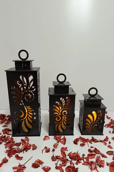 VEHER Ahşap Dekoratif Mumluk - CT1027 SİYAH - 2