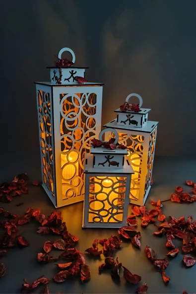 VEHER Ahşap Dekoratif Mumluk - CT1024 BEYAZ - 6