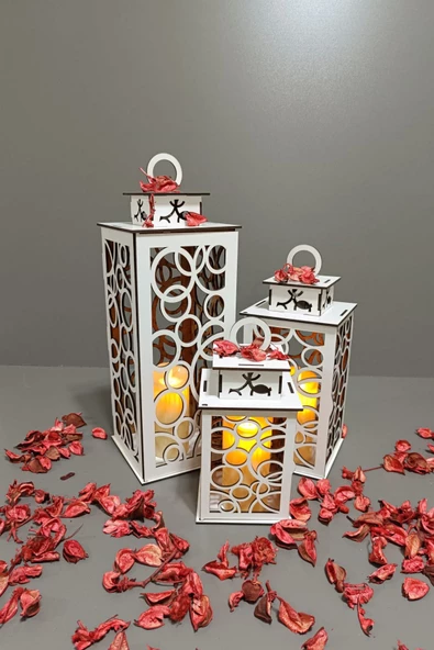 VEHER Ahşap Dekoratif Mumluk - CT1024 BEYAZ - 8