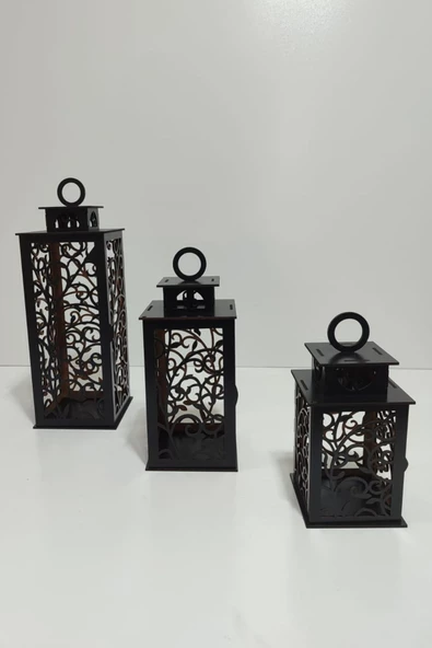 VEHER Ahşap Dekoratif Mumluk - CT10026 SİYAH - 4