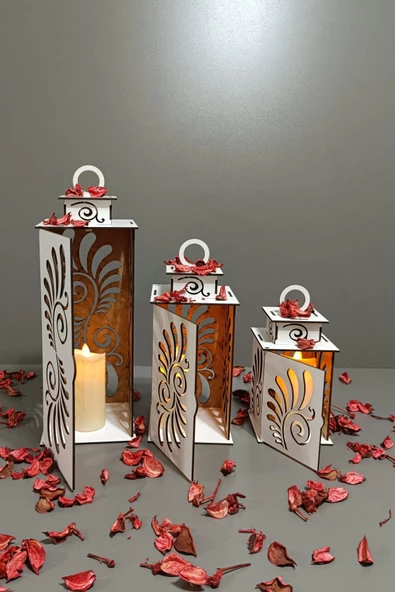 VEHER Ahşap Dekoratif Mumluk - CT1027 BEYAZ - 6