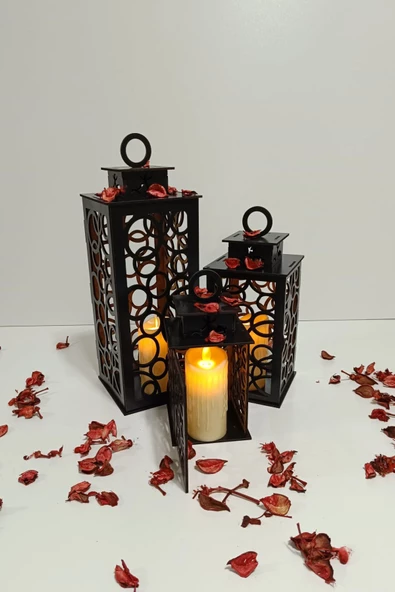 VEHER Ahşap Dekoratif Mumluk - CT1024 SİYAH - 2