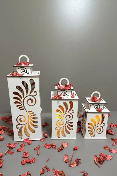 VEHER Ahşap Dekoratif Mumluk - CT1027 BEYAZ - 3