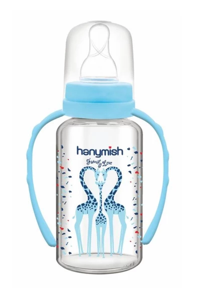 HANYMİSH Hanymısh Kulplu Cam Biberon 125 Ml No:1 (0-6 Ay) Mavi