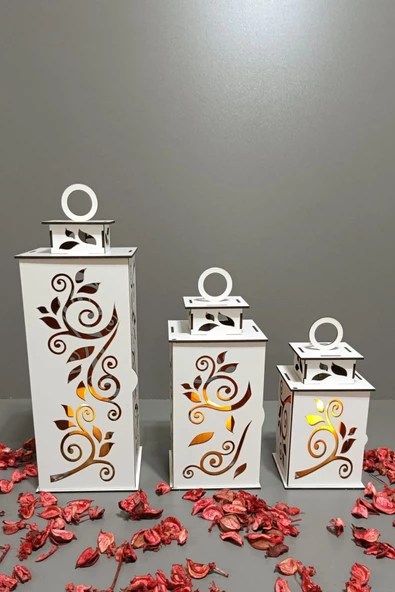 VEHER Ahşap Dekoratif Mumluk - 1025 BEYAZ - 3