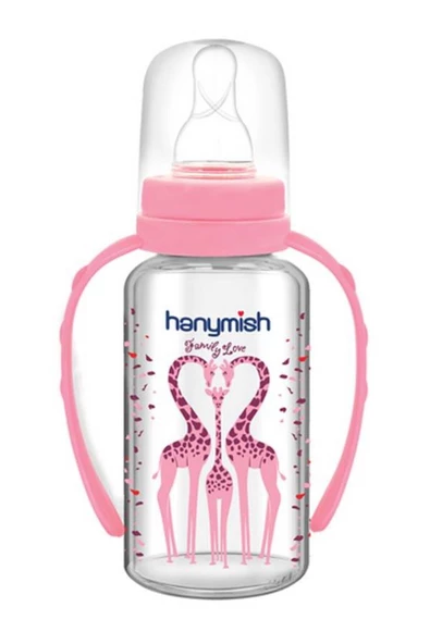 HANYMİSH Hanymısh Kulplu Cam Biberon 125 Ml No:1 (0-6 Ay) Pembe