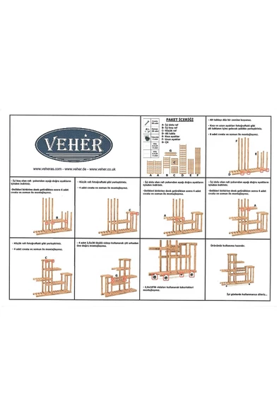 VEHER Ahşap (Çam) SİYAH Renk 6 Katlı Bitki Standı, Kilitlenebilir Tekerlekler + Mini Bahçe Seti - 8