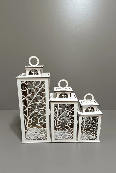 VEHER Ahşap Dekoratif Mumluk - CT1026 BEYAZ - 4