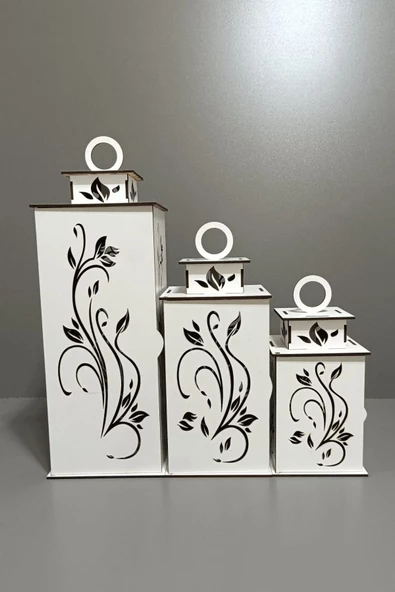 VEHER Ahşap Dekoratif Mumluk - CT1028 BEYAZ - 6