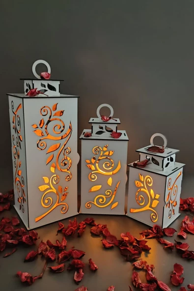 VEHER Ahşap Dekoratif Mumluk - 1025 BEYAZ - 2