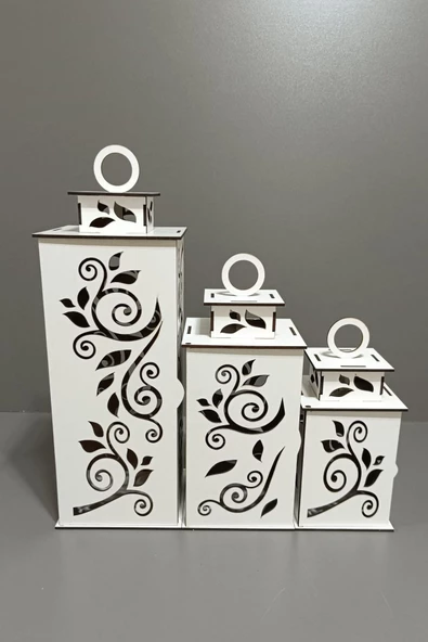 VEHER Ahşap Dekoratif Mumluk - 1025 BEYAZ - 7