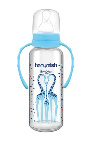 HANYMİSH Hanymısh Kulplu Cam Biberon 240 Ml No:1 (0-6 Ay) Mavi