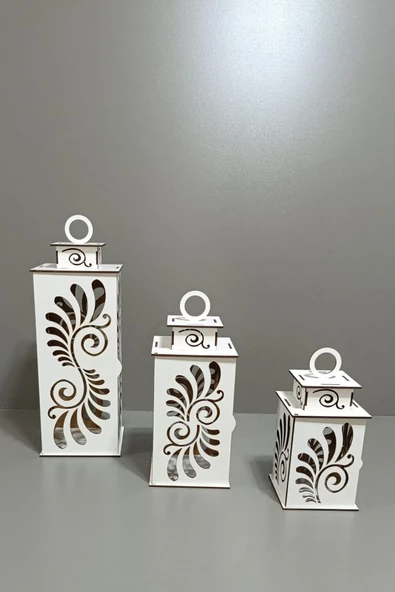 VEHER Ahşap Dekoratif Mumluk - CT1027 BEYAZ - 5