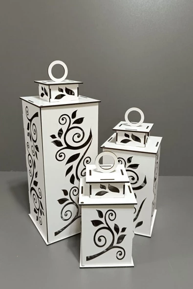 VEHER Ahşap Dekoratif Mumluk - 1025 BEYAZ - 6