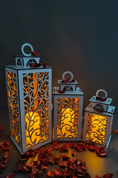 VEHER Ahşap Dekoratif Mumluk - CT1026 BEYAZ - 2