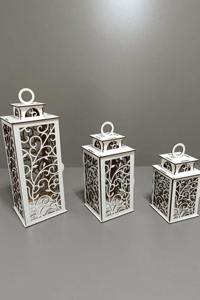 VEHER Ahşap Dekoratif Mumluk - CT1026 BEYAZ - 7