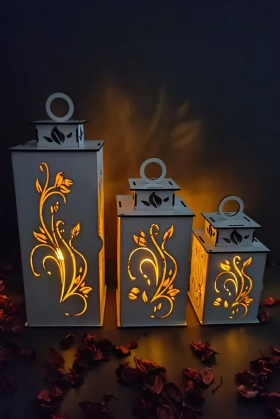 VEHER Ahşap Dekoratif Mumluk - CT1028 BEYAZ - 2