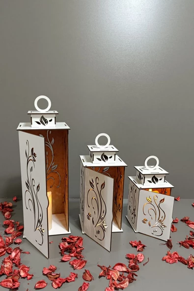 VEHER Ahşap Dekoratif Mumluk - CT1028 BEYAZ - 4