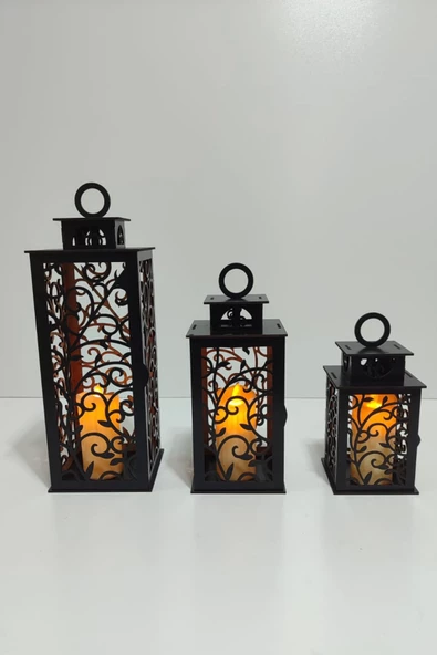 VEHER Ahşap Dekoratif Mumluk - CT10026 SİYAH - 6