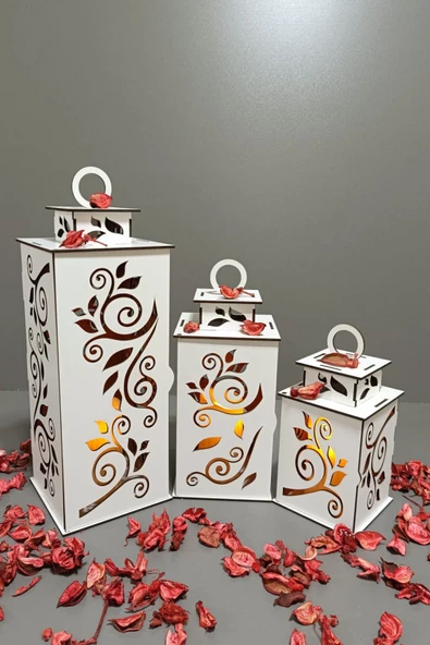 VEHER Ahşap Dekoratif Mumluk - 1025 BEYAZ - 4