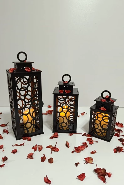 VEHER Ahşap Dekoratif Mumluk - CT1024 SİYAH - 5