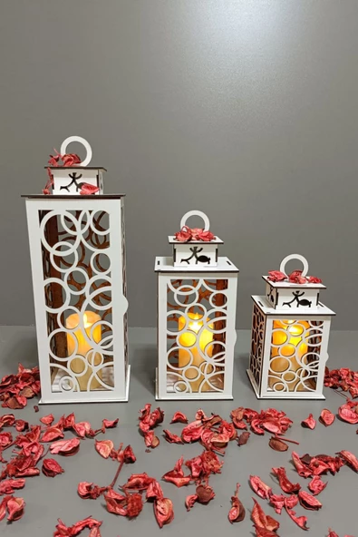 VEHER Ahşap Dekoratif Mumluk - CT1024 BEYAZ - 5