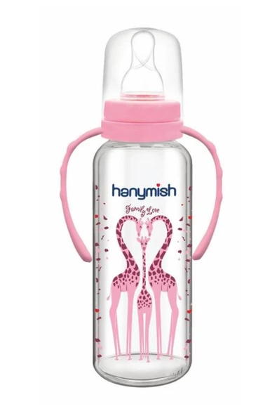 HANYMİSH Hanymısh Kulplu Cam Biberon 240 Ml No:1 (0-6 Ay) Pembe