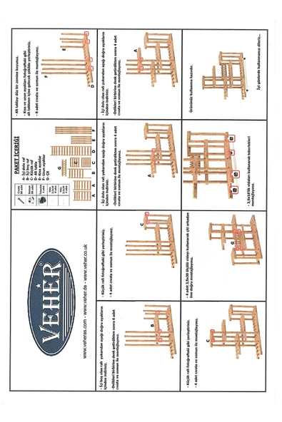 VEHER Ahşap (Çam) ALTIN VARAK Renk 6 Katlı Bitki Standı, Kilitlenebilir Tekerlekler + Mini Bahçe Seti - 5