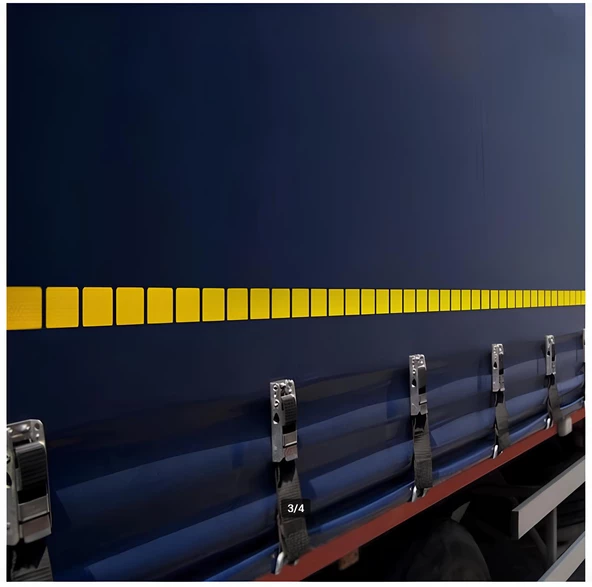 Tüvtürk Onaylı 5 Metre Sarı Parçalı Reflektörlü Reflektif Fosforlu Şerit Bant Kesikli İkaz Bandı - Resim 3