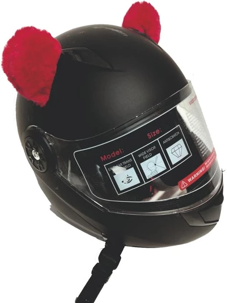 PELUŞ KASK KULAĞI (JK-P1) PANDA KULAK - KIRMIZI - 3
