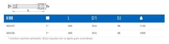 Unior 199.4/1 1'' Lokma Uzatma Kolu 400mm - 6