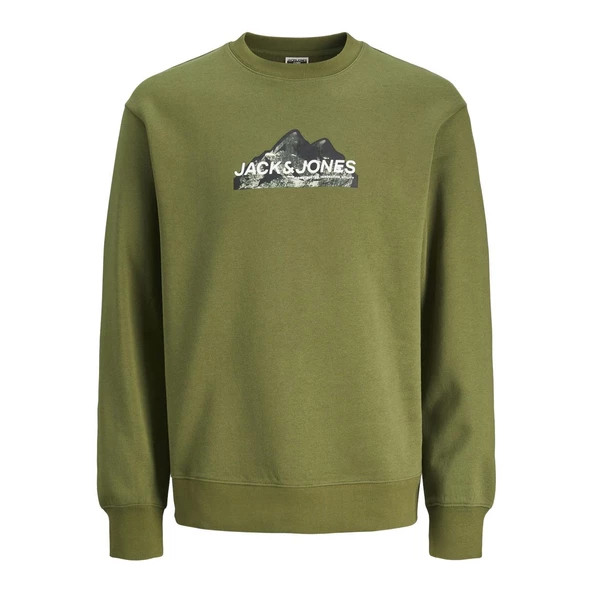 Jack & Jones 12262094 Jcomountain Logo Sweat Crew Neck Yeşil