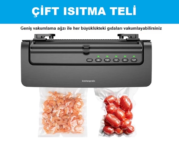 Küchen Pratic VS6310 Ev Tipi Elektrikli Vakum Makinesi + 10 Adet Vakum Poşeti - 3