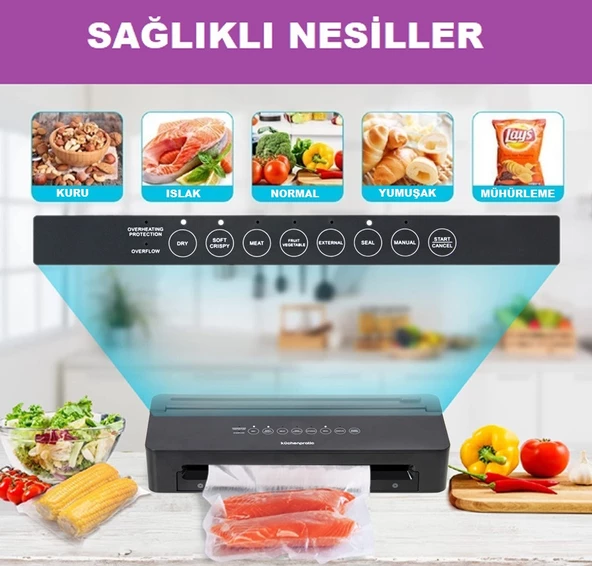 Küchen Pratic VS8010 Ev Tipi Elektrikli Vakum Makinesi + 10 Adet Vakum Poşeti - 2