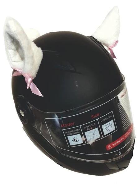 PELUŞ KASK KULAĞI (JK-P3) KEDİ KULAK - BEYAZ - BEYAZ - 2