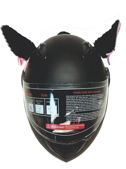 PELUŞ KASK KULAĞI (JK-P3) KEDİ KULAK - SİYAH - PEMBE - 2