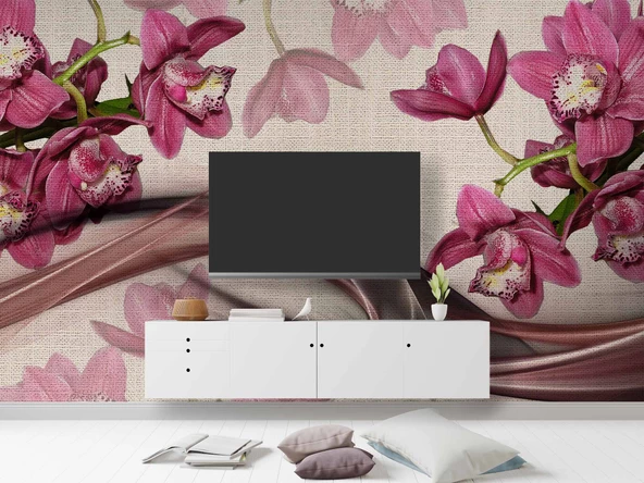 Pembe Çiçek Duvar Kağıdı - Resim 3