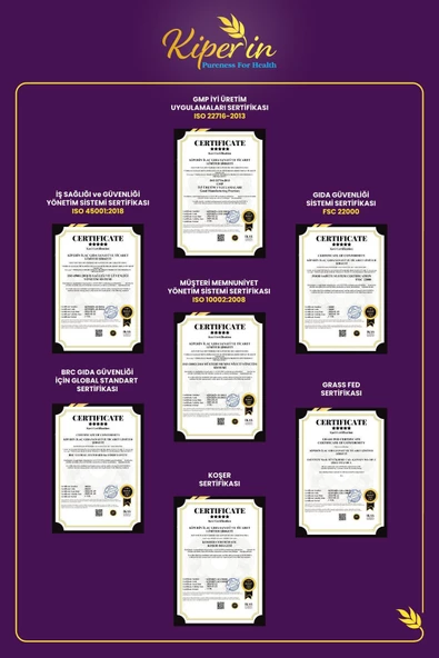 Kiperin Collagen %100 Saf ve Doğal Mor & Çoklu Kolajen Peptitleri içeren Lipozomal Teknoloji Diyet Takviyesi (576gr) 43516 - 8