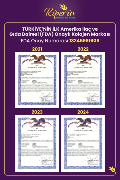Kiperin Collagen %100 Saf ve Doğal Mor & Çoklu Kolajen Peptitleri içeren Lipozomal Teknoloji Diyet Takviyesi (576gr) 43516 - 7