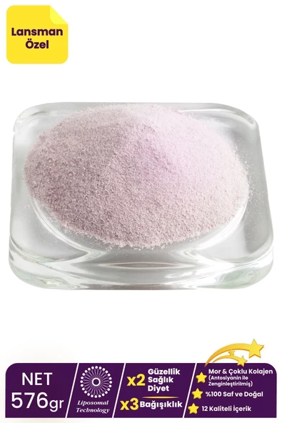 Kiperin Collagen %100 Saf ve Doğal Mor & Çoklu Kolajen Peptitleri içeren Lipozomal Teknoloji Diyet Takviyesi (576gr) 43516 - 4